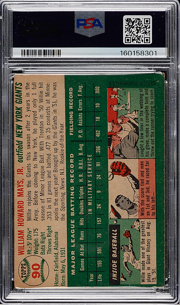 1954 Topps #90 Willie Mays PSA GOOD 2