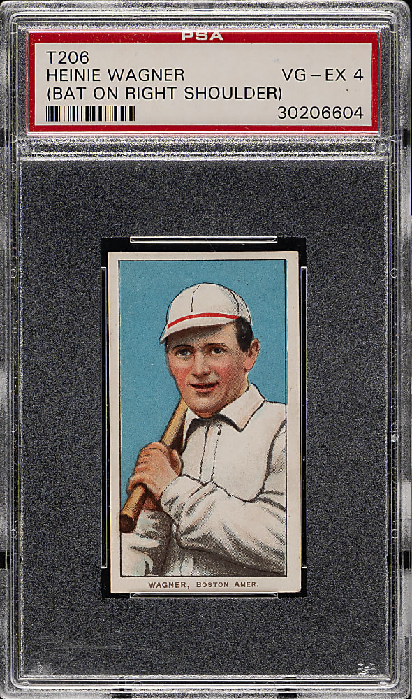 1909-1911 T206 White Border Heinie Wagner Bat on Right Shoulder PSA VG-EX 4