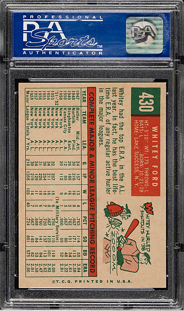 1959 Topps #430 Whitey Ford PSA NM-MT 8