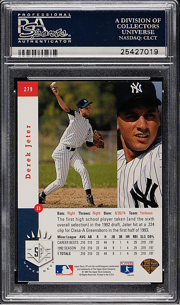 1993 Upper Deck SP Foil #279 Derek Jeter Rookie PSA NM-MT 8