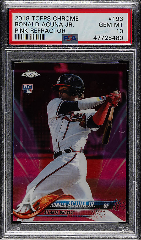 2018 Topps Chrome #193 Ronald Acuna Jr. Rookie Pink Refractor PSA GEM MINT 10
