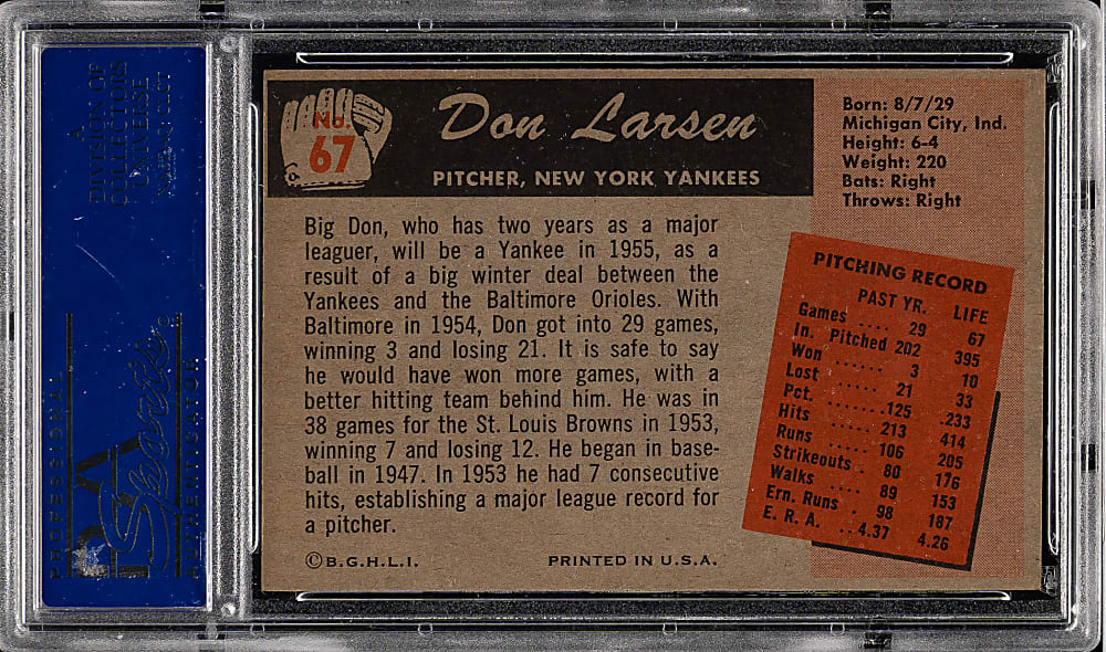 1955 Bowman #67 Don Larsen PSA NM-MT 8