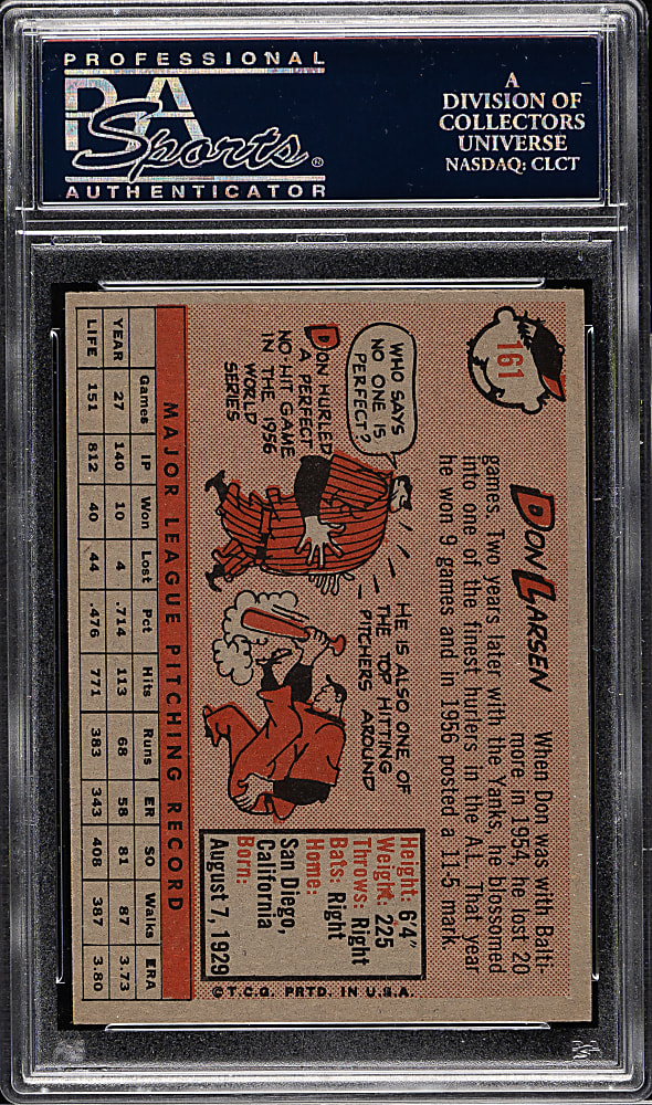 1958 Topps #161 Don Larsen PSA NM-MT 8
