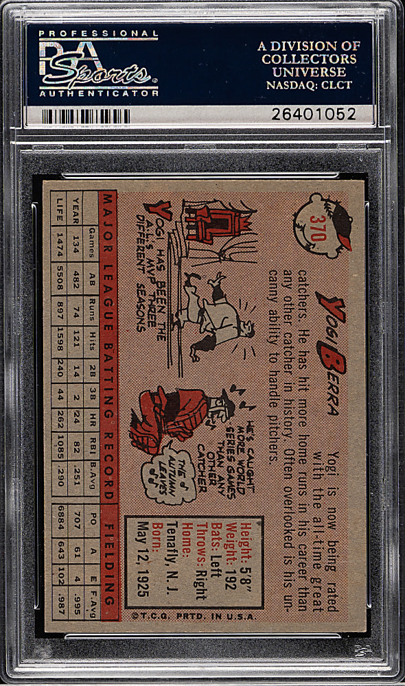1958 Topps #370 Yogi Berra PSA NM+ 7.5
