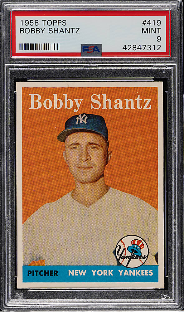 1958 Topps #419 Bobby Shantz PSA MINT 9