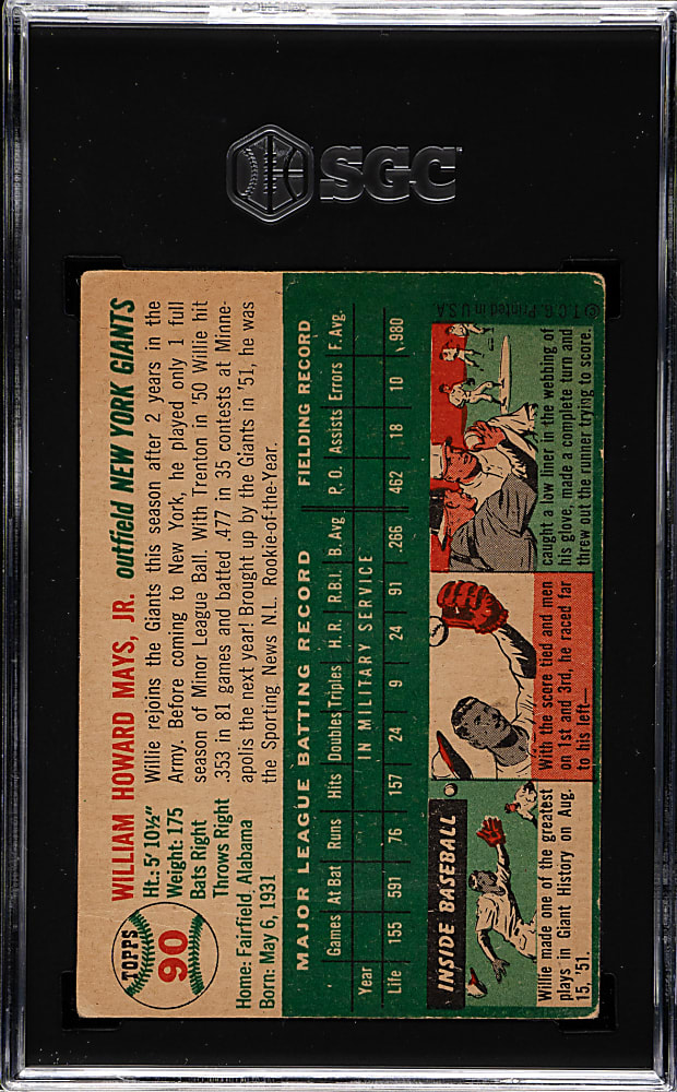 1954 Topps #90 Willie Mays SGC FAIR 1.5