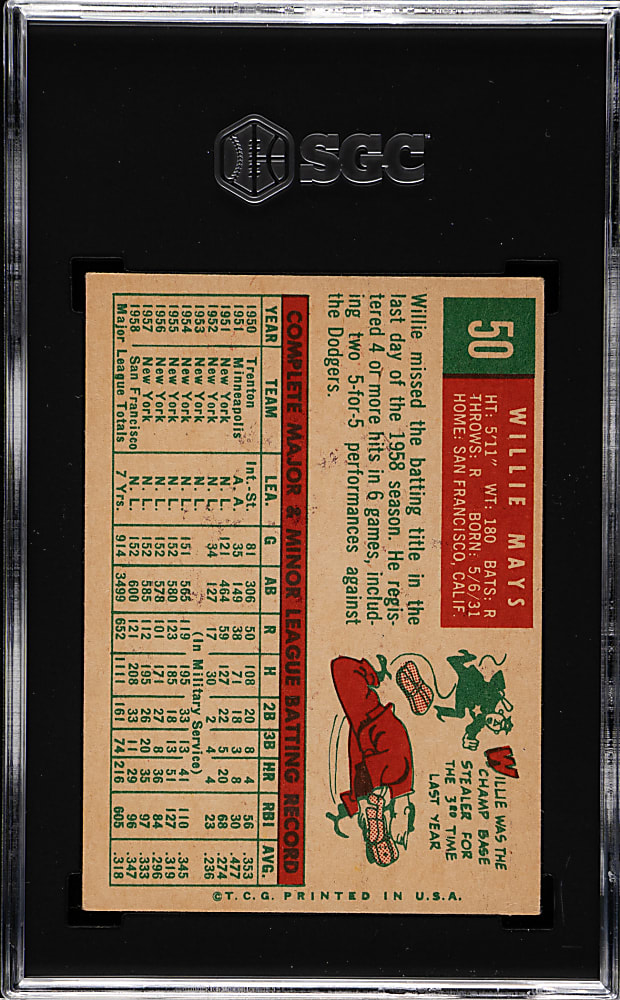 1959 Topps #50 Willie Mays SGC EX+ 5.5