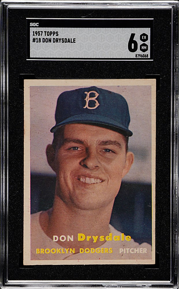1957 Topps #18 Don Drysdale Rookie SGC EX/NM 6