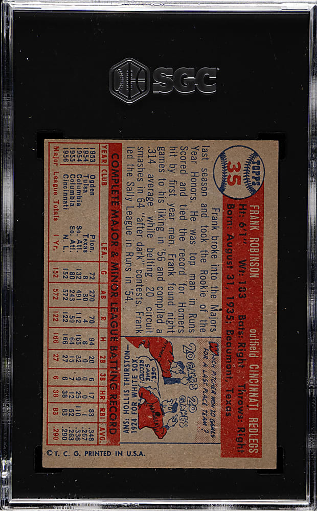 1957 Topps #35 Frank Robinson Rookie SGC EX 5