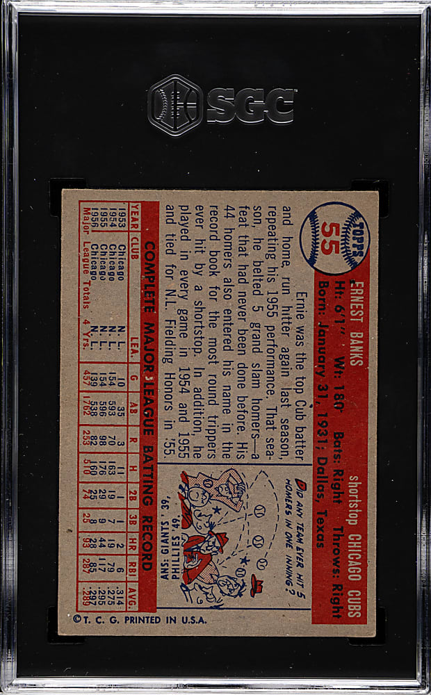 1957 Topps #55 Ernie Banks SGC EX/NM 6