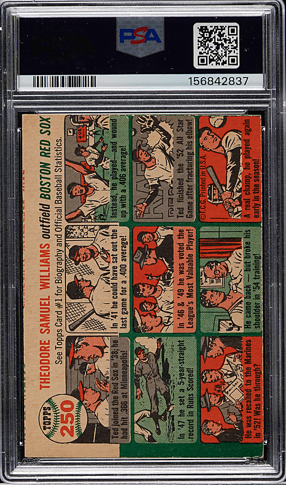 1954 Topps #250 Ted Williams PSA EX-MT 6 (MC)