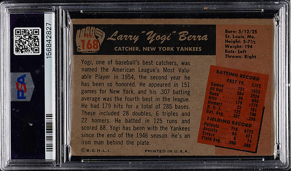 1955 Bowman #168 Yogi Berra PSA GOOD 2