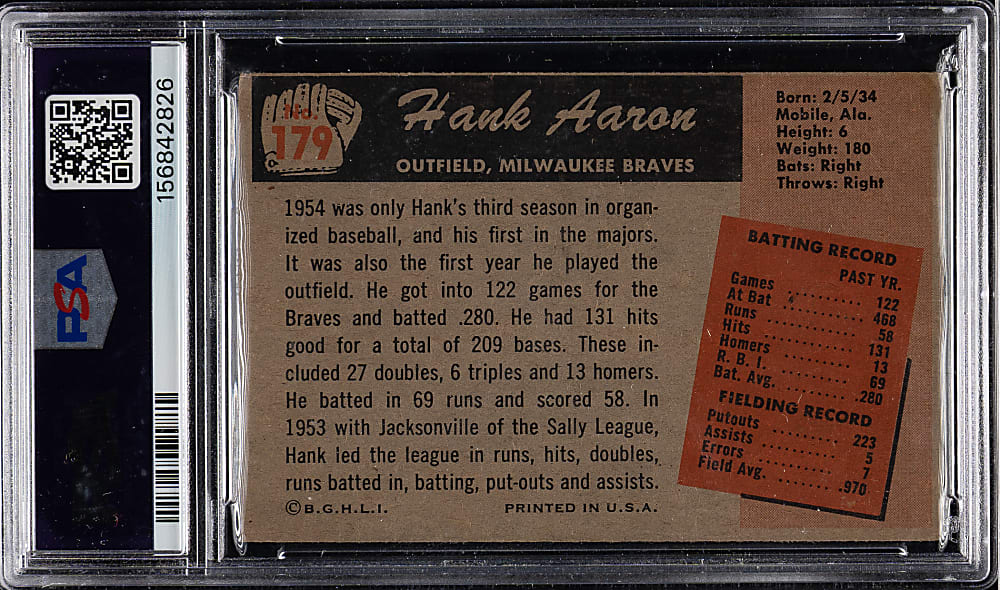 1955 Bowman #179 Hank Aaron PSA VG-EX 4