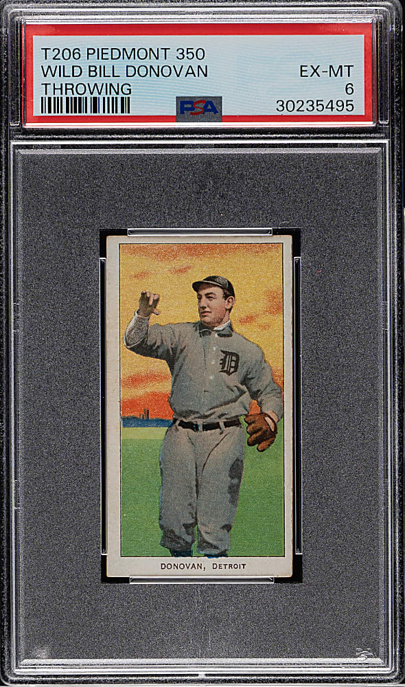 1909-1911 T206 White Border Wild Bill Donovan Throwing PSA EX-MT 6