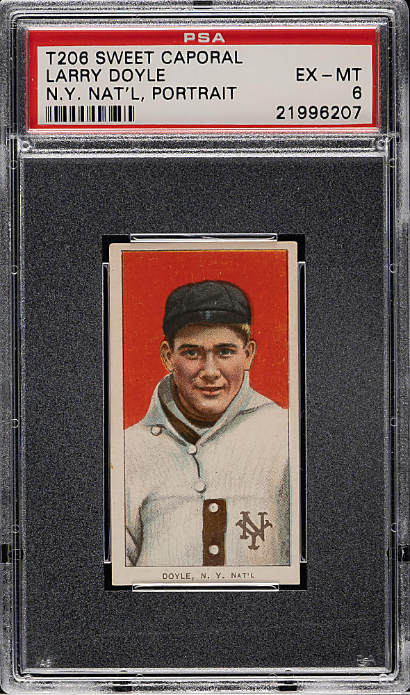 1909-1911 T206 White Border Larry Doyle Portrait PSA EX-MT 6