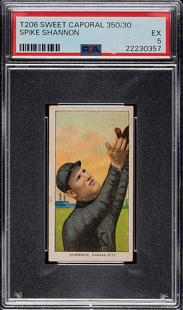 1909-1911 T206 White Border Spike Shannon PSA EX 5