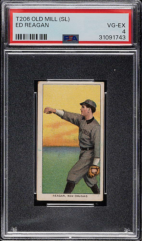 1909-1911 T206 White Border Ed Reagan Southern Leaguer PSA VG-EX 4 - Old Mill Back