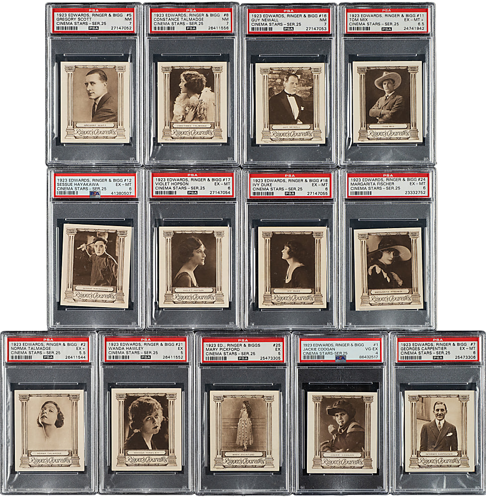 1923 Edwards, Ringer & Bigg Cinema Stars Complete Set (25) Including 17 PSA-Graded Cards