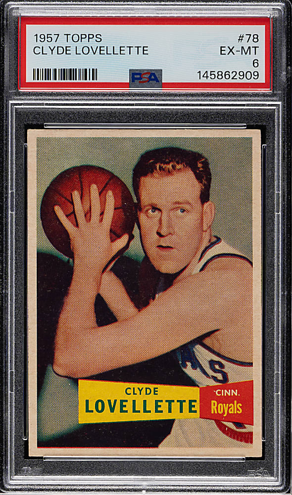 1957-1958 Topps Basketball #78 Clyde Lovellette Rookie PSA EX-MT 6