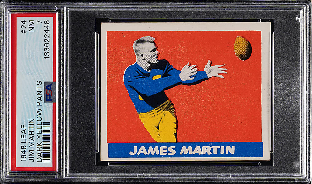 1948 Leaf Football #24 Jim Martin Dark Yellow Pants PSA NM 7