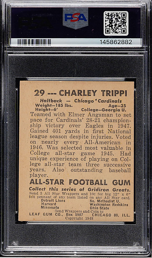 1948 Leaf Football #29 Charley Trippi Rookie PSA GOOD 2