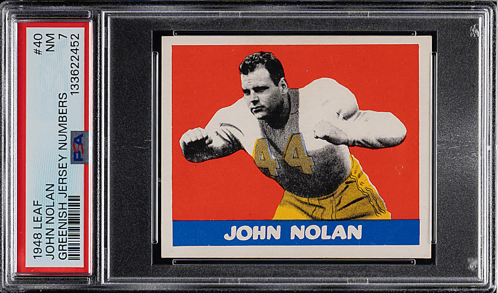 1948 Leaf Football #40 John Nolan Green Numbers PSA NM 7