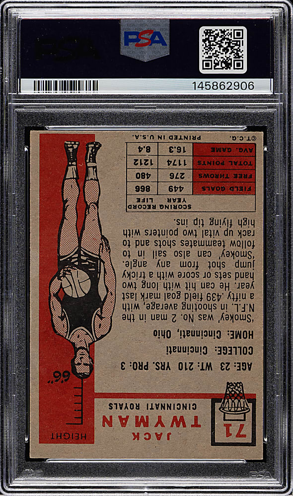 1957-1958 Topps Basketball #71 Jack Twyman Rookie PSA EX-MT 6