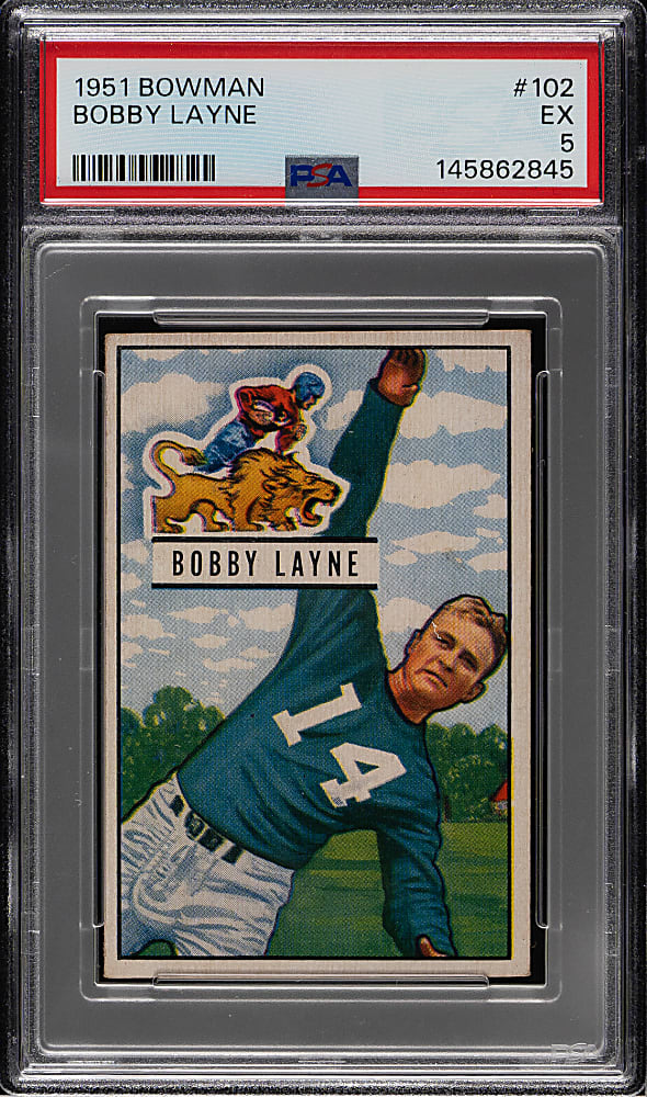 1951 Bowman Football #102 Bobby Layne PSA EX 5