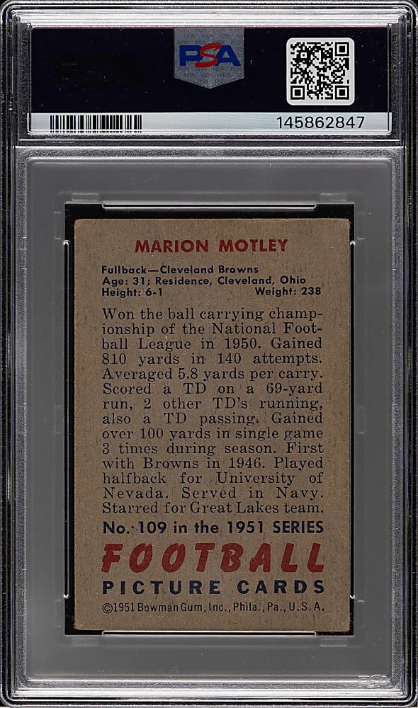 1951 Bowman Football #109 Marion Motley PSA GOOD 2