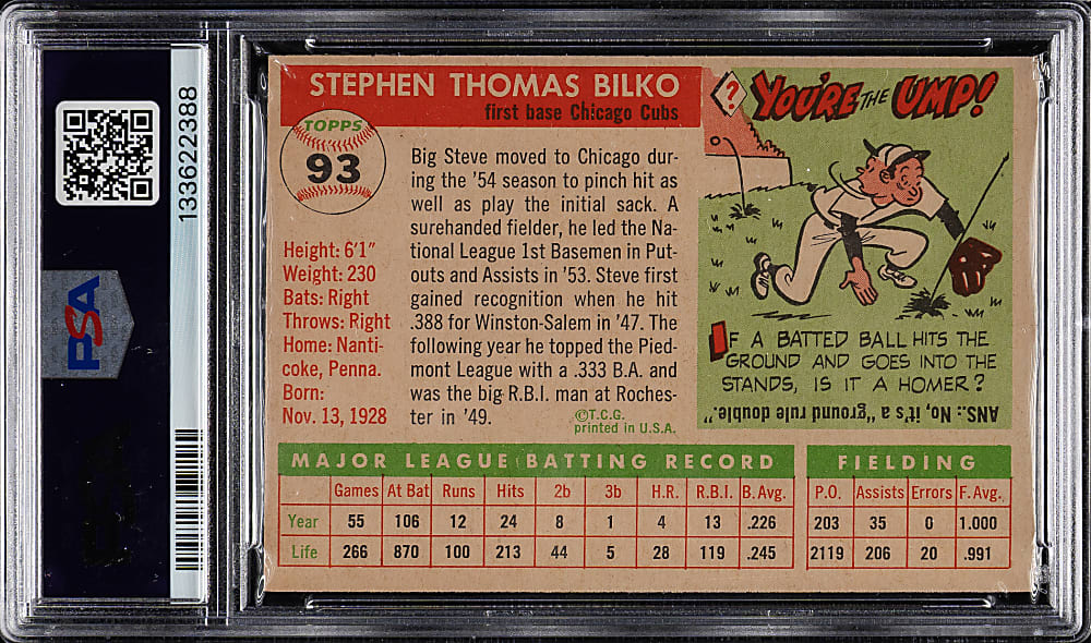 1955 Topps #93 Steve Bilko PSA NM-MT 8