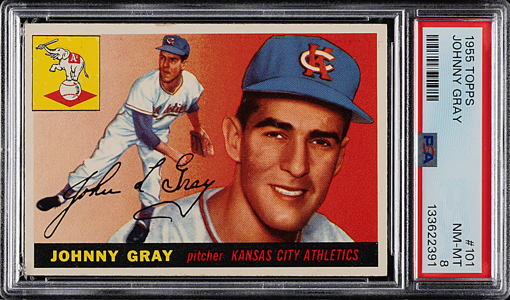 1955 Topps #101 Johnny Gray PSA NM-MT 8