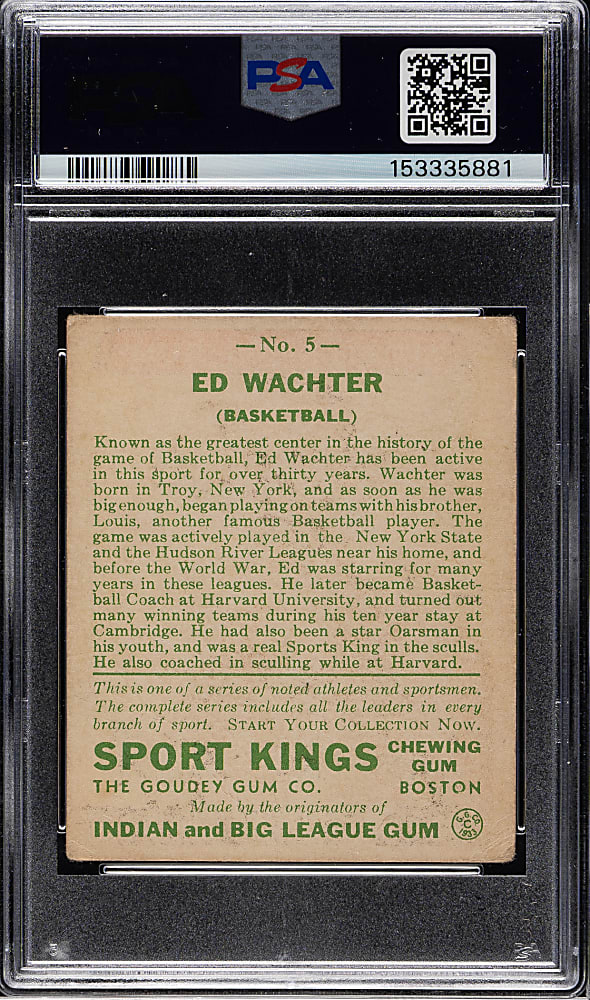 1933 R338 Sport Kings Basketball #5 Ed Wachter PSA FAIR 1.5