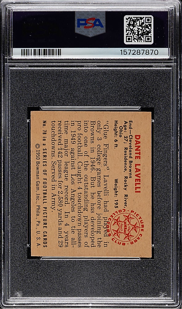 1950 Bowman Football #78 Dante Lavelli Rookie PSA EX 5