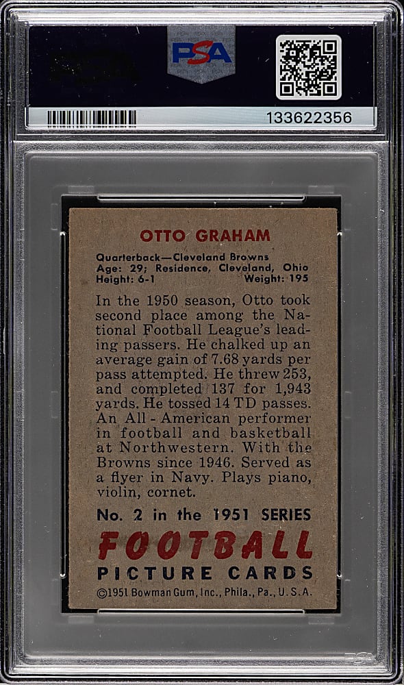 1951 Bowman Football #2 Otto Graham PSA VG-EX 4