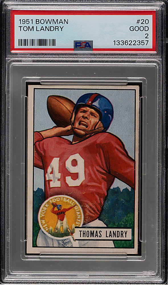 1951 Bowman Football #20 Tom Landry Rookie PSA GOOD 2