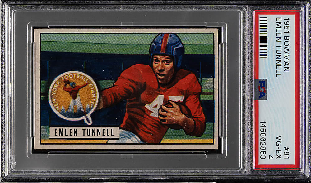 1951 Bowman Football #91 Emlen Tunnell Rookie PSA VG-EX 4
