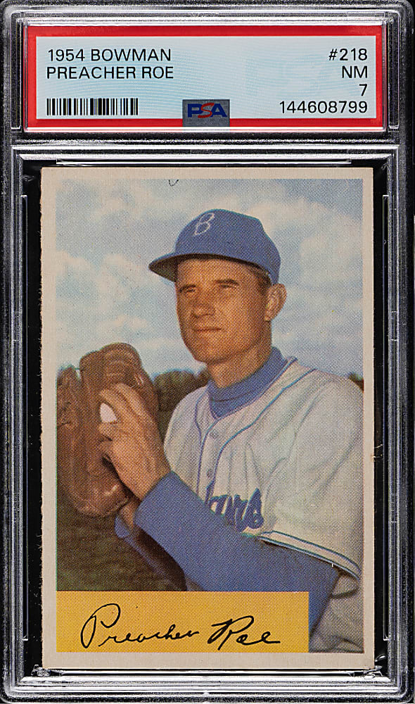 1954 Bowman #218 Preacher Roe PSA NM 7