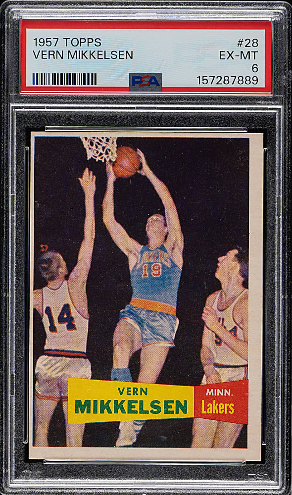 1957-1958 Topps Basketball #28 Vern Mikkelsen Rookie PSA EX-MT 6