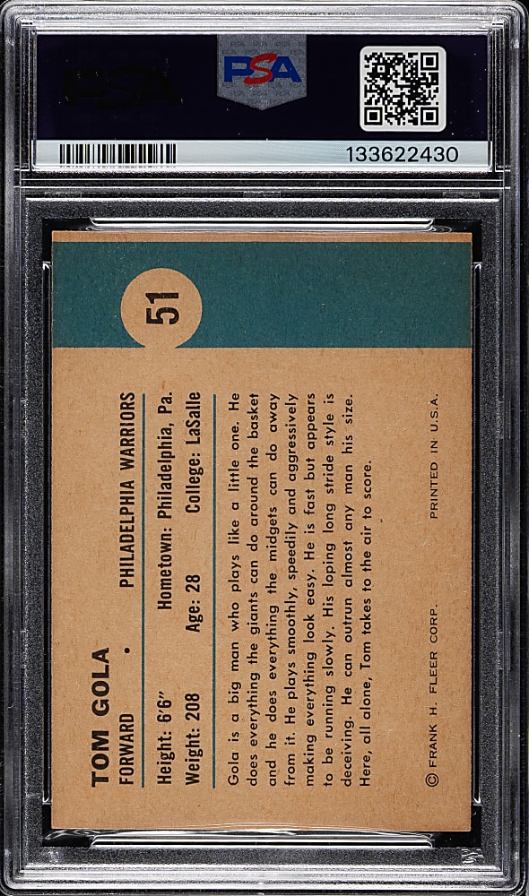 1961-1962 Fleer Basketball #51 Tom Gola In Action PSA NM+ 7.5
