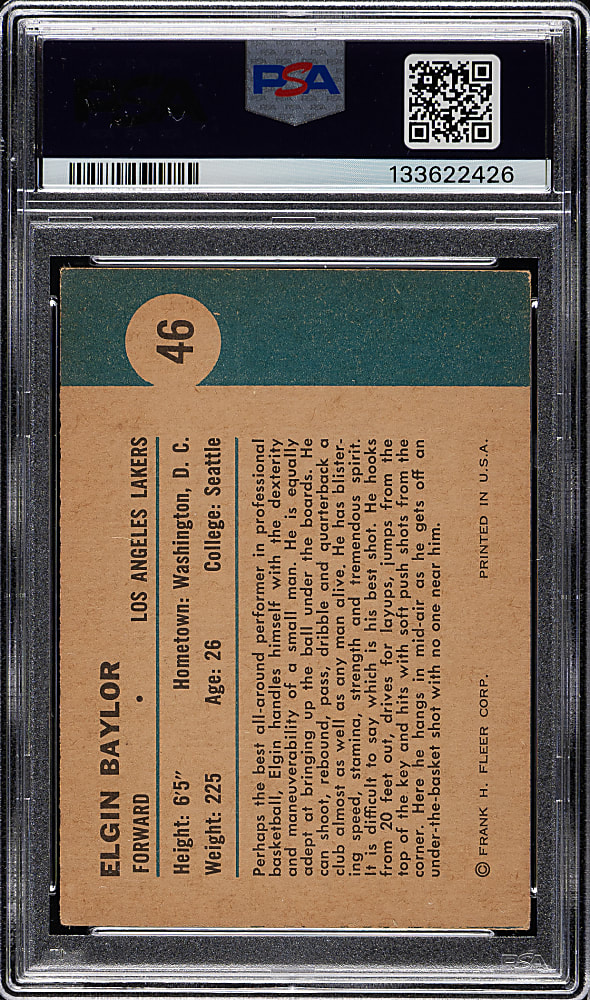 1961-1962 Fleer Basketball #46 Elgin Baylor In Action PSA VG-EX 4