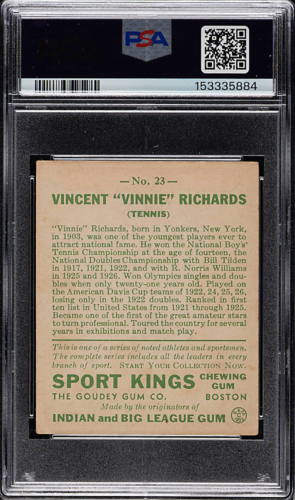 1933 R338 Sport Kings #23 Vincent Richards PSA VG-EX 4