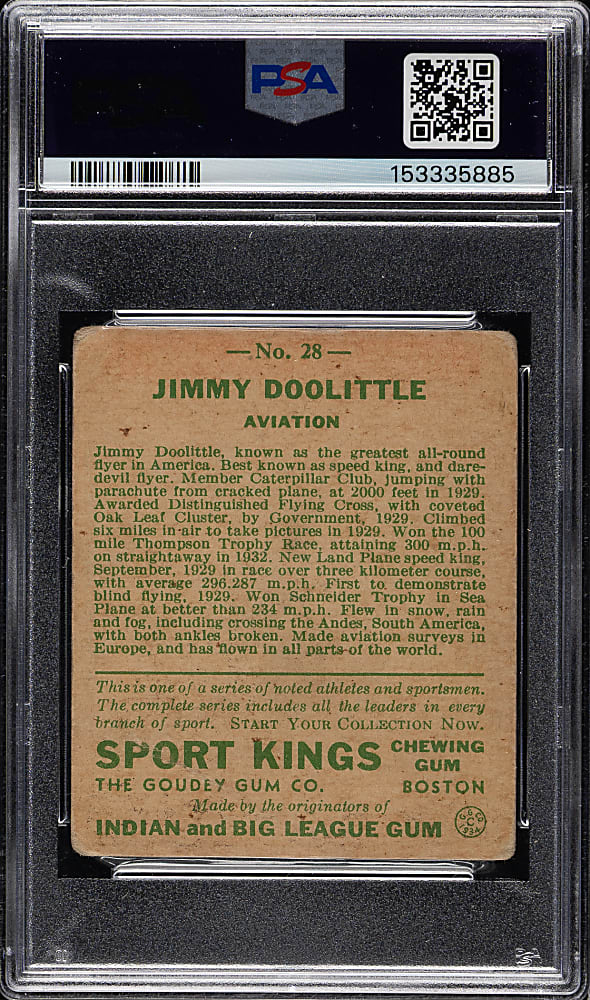 1933 R338 Sport Kings #28 Jimmy Doolittle PSA FAIR 1.5