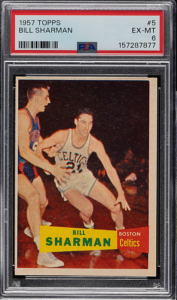 1957-1958 Topps Basketball #5 Bill Sharman Rookie PSA EX-MT 6