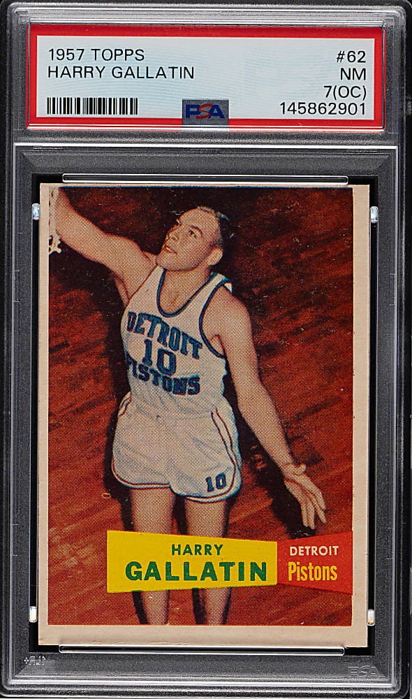 1957-1958 Topps Basketball #62 Harry Gallatin Rookie PSA NM 7 (OC)