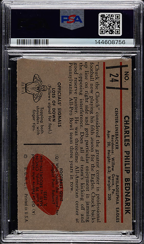 1953 Bowman Football #24 Chuck Bednarik PSA EX-MT 6