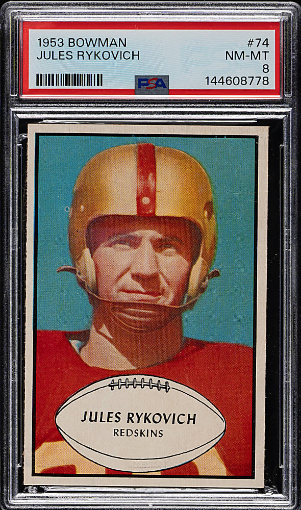 1953 Bowman Football #74 Jules Rykovich PSA NM-MT 8