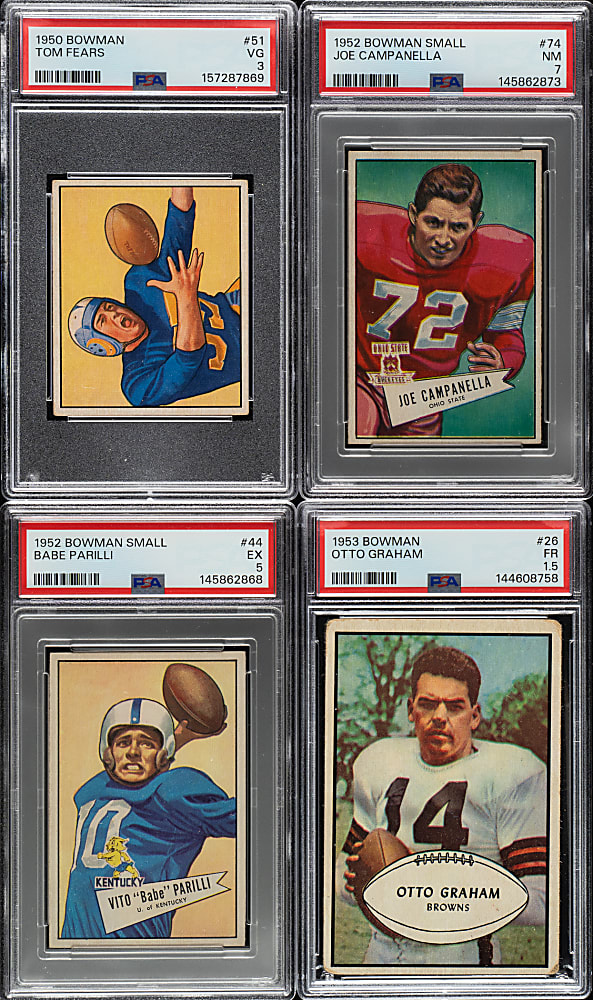 1950 to 1953 Bowman Football PSA-Graded Collection (4) Including Otto Graham and Tom Fears Rookie