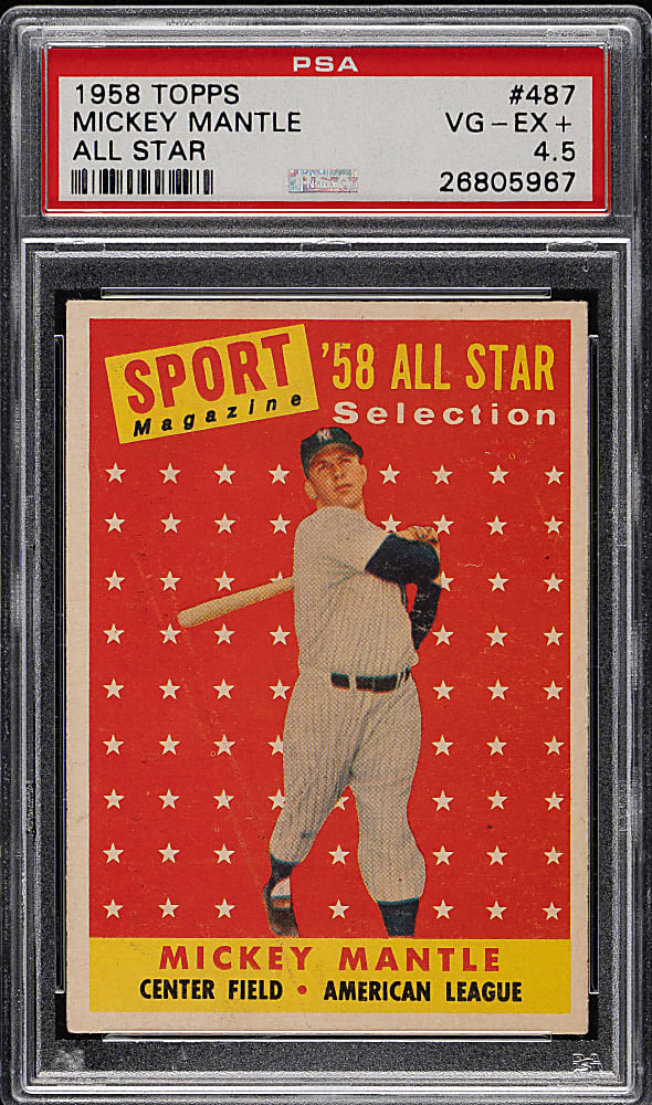 1958 Topps #487 Mickey Mantle All-Star PSA VG-EX+ 4.5