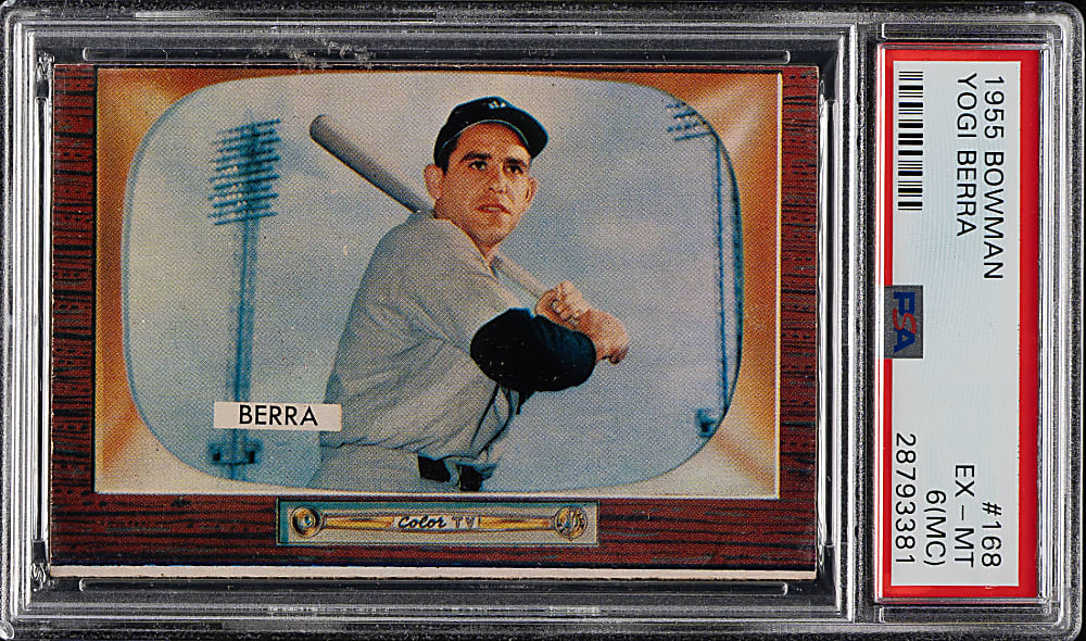 1955 Bowman #168 Yogi Berra PSA EX-MT 6 (MC)
