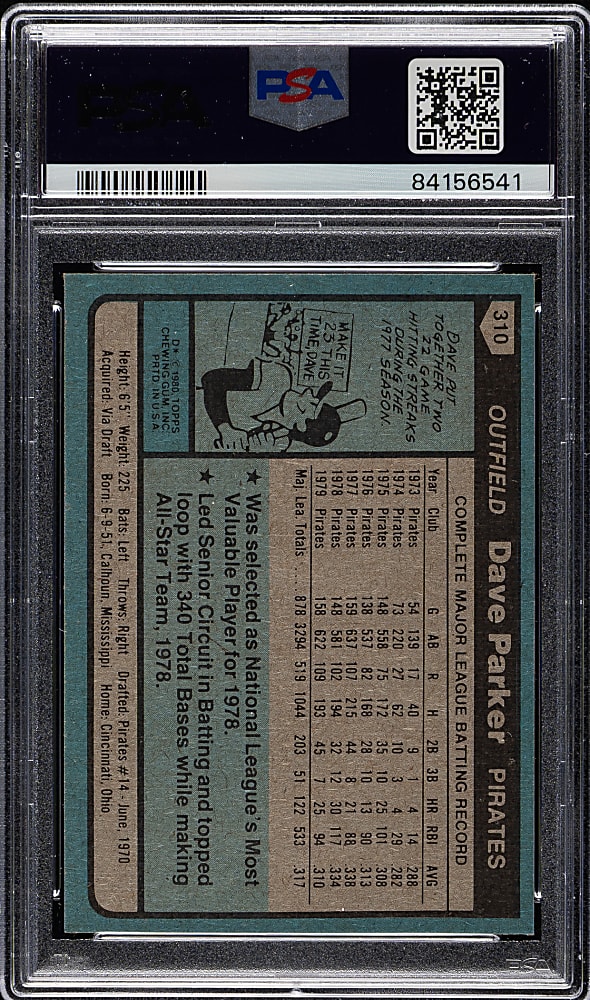 1980 Topps #310 Dave Parker PSA MINT 9